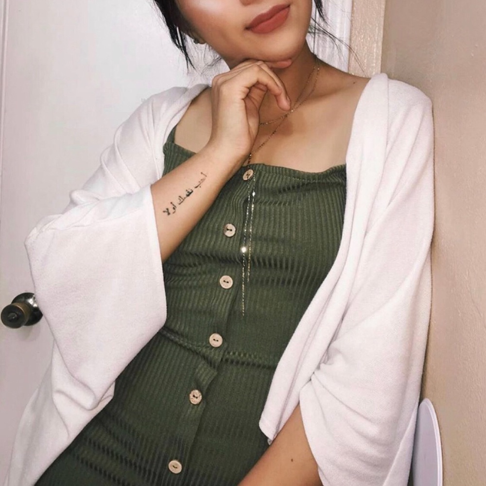 Button Front Mini Dress-Olive